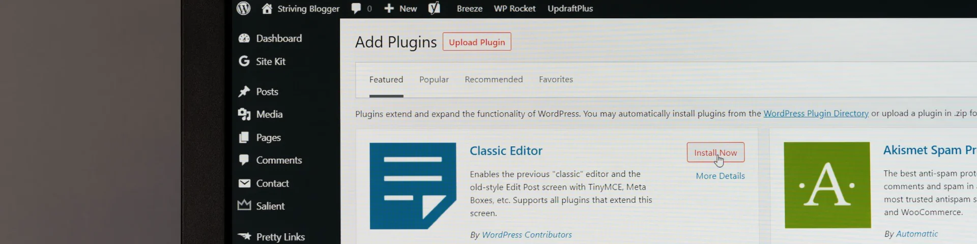 Add Plugins page on WordPress - Wordpress Website Development